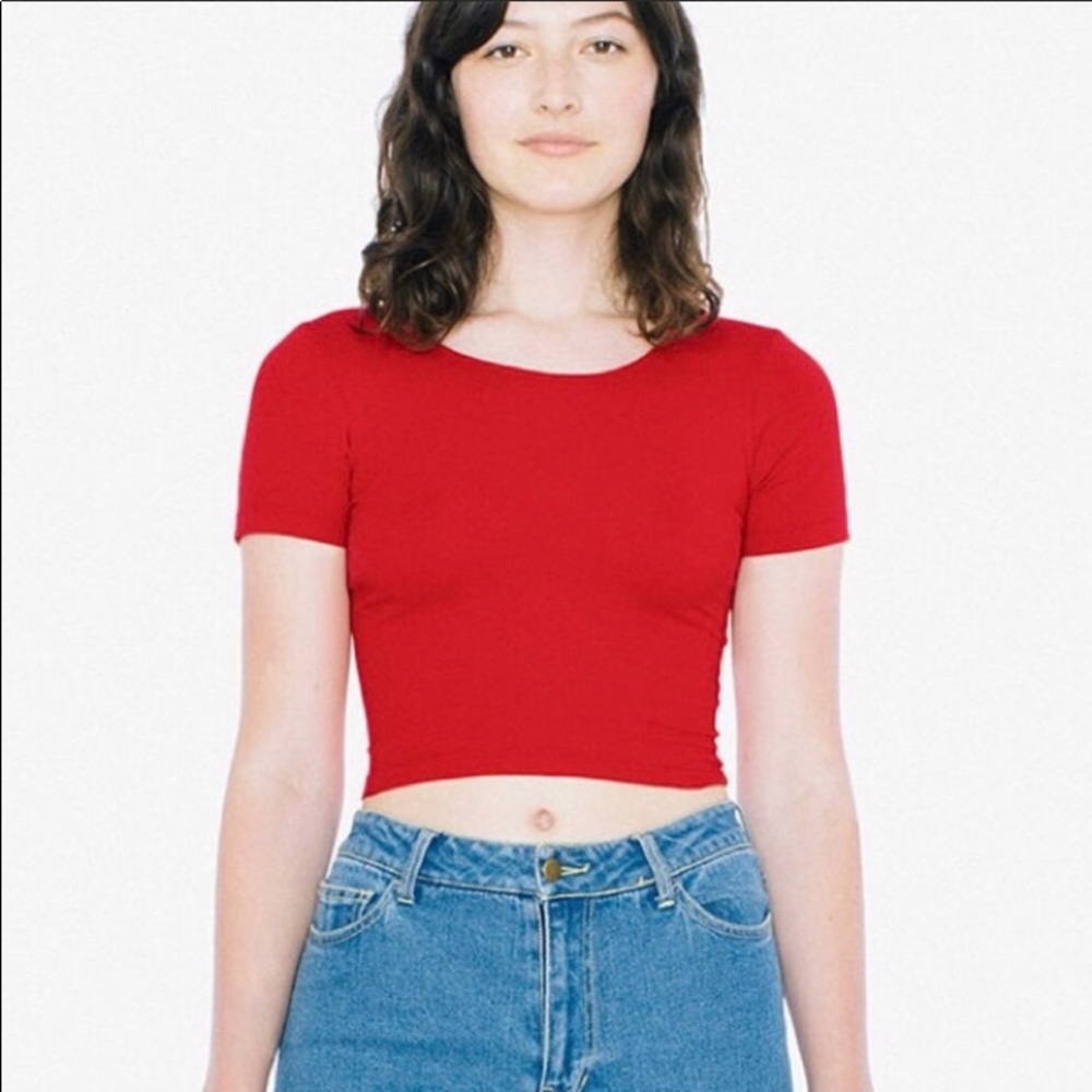 American apparel cotton spandex jersey crop tee XS